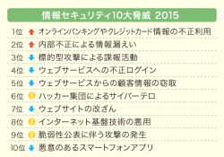 IPA「情報セキュリティ10大脅威 2015」を発表