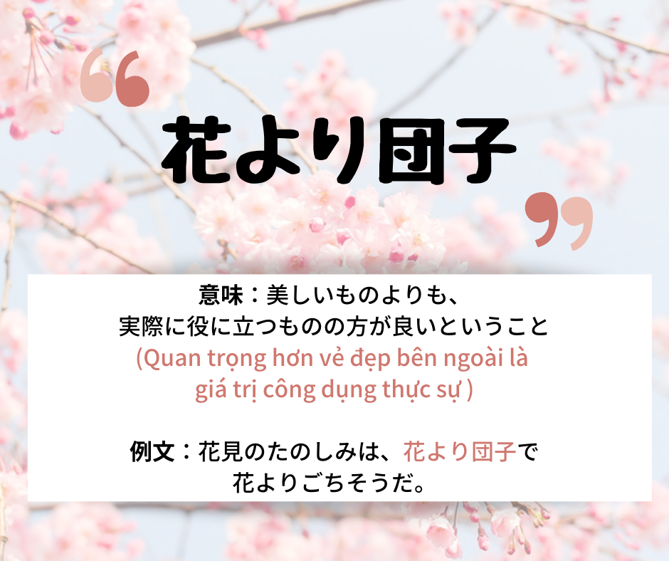 日本語のことわざ 花より団子 Nghĩa La Gi Xin Chao Shizuoka